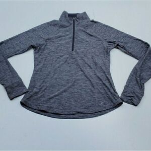 M SEMI-FITTED Half zip OLD NAVY TECH SHIRT GRAY PULLOVER POPOVER JACKET Medium